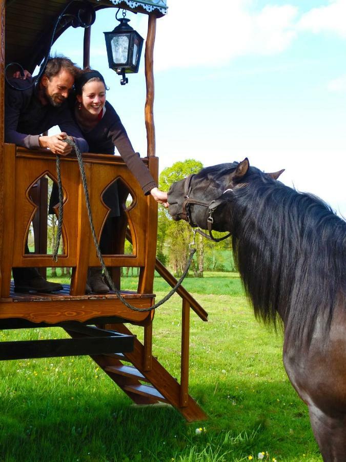 Une Roulotte Et Des Chevaux Treffléan Zewnętrze zdjęcie
